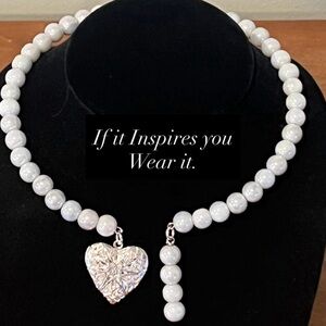 Elegant Beaded Necklace with Silver Heart Pendant